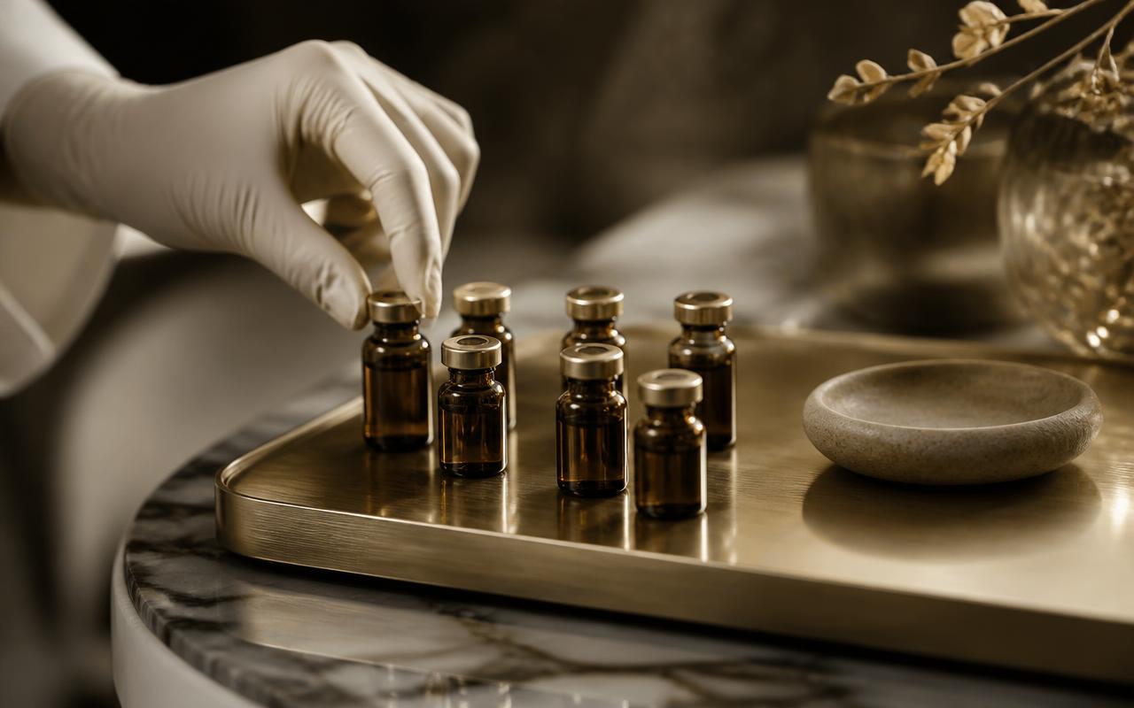Peptide therapy vials at THEIA Aesthetics in San Antonio